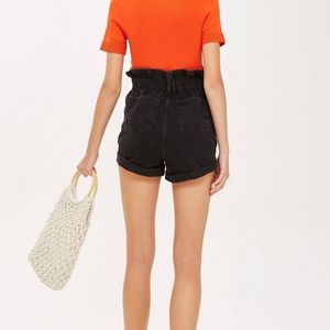 Topshop paperbag high waisted black denim …